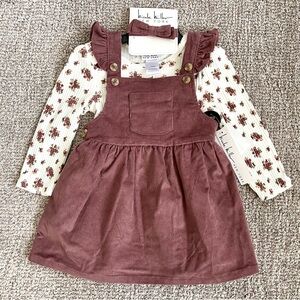 NWT | Bundle of 3 | Nicole Miller | Curduroy Dress and LS Onesie + Headb…